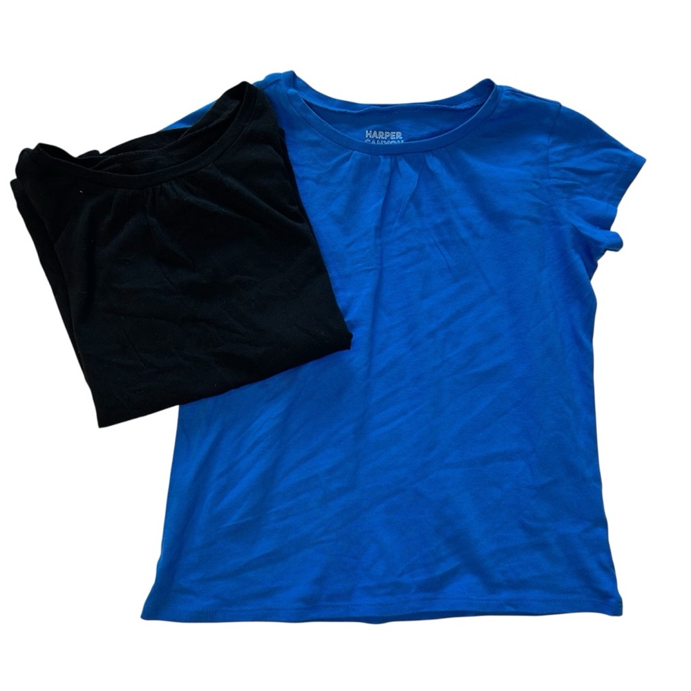 NWOT 2 piece Harper Canyon Royal Blue and Black T-Shirts Girls size 6